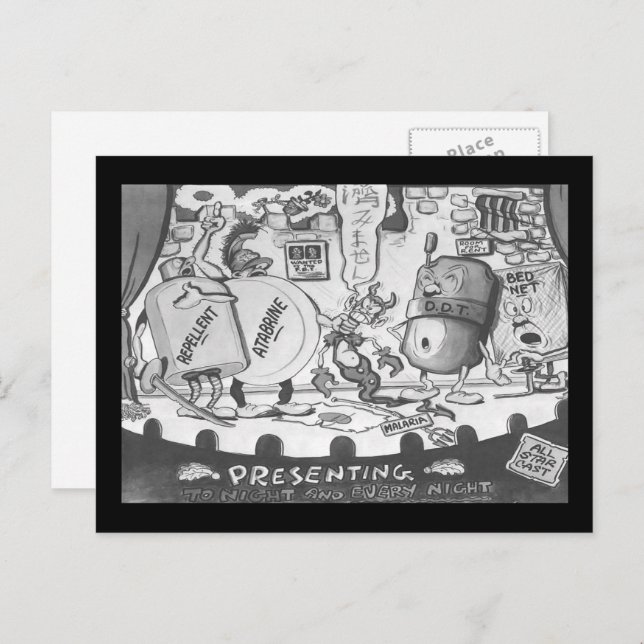 Vintage All Star Mosquito Repellent Cast Postcard (Front/Back)