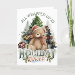 Vintage All Wrapped Up Holiday Christmas Card