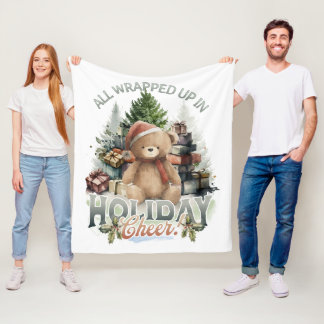 Vintage All Wrapped Up Holiday Fleece Blanket