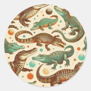 Vintage Alligator Seamlees Classic Round Sticker