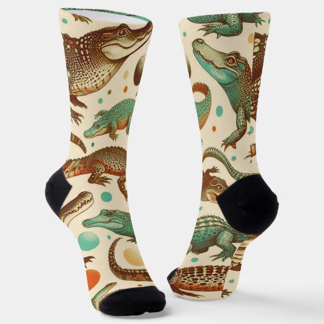 Vintage Alligator Seamlees Socks (Angled)