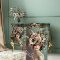 Vintage Allure, Bird & Floral Flapper Portrait Art