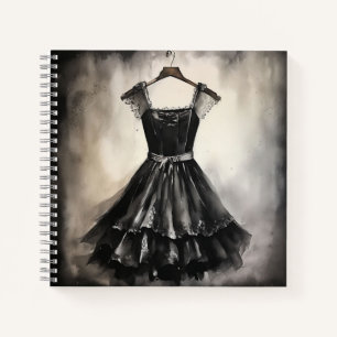 Vintage Allure: Little Black Dress LBD Blank  Notebook