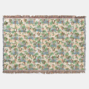 Vintage Aloha Hawaii Beach Summer Throw Blanket