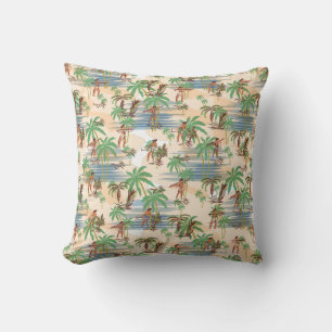 Vintage Aloha Hawaii Beach Summer Throw Pillow