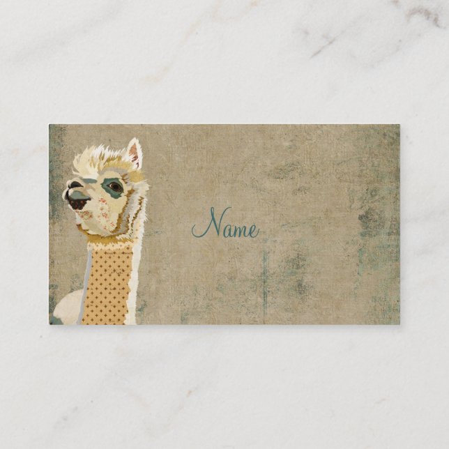 Vintage Alpaca Blue Business Card (Back)