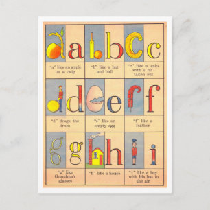 Vintage Alphabet Illustration  Postcard