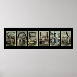 Vintage Alphabet Letter Name Art Poster