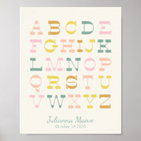 Vintage Alphabet Pastel Nursery Personalized