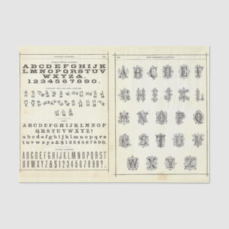 Vintage Alphabet Typography Decoupage Collage Tissue Paper