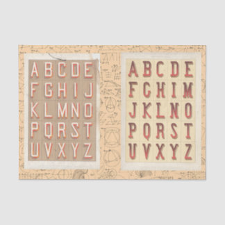 Vintage Alphabet Typography Mathematical Collage Tissue Paper