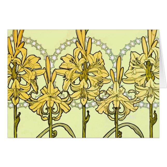 Vintage Alphonse Mucha Art Nouveau Lily Pattern (Front Horizontal)