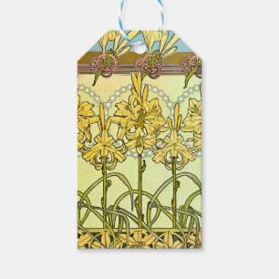 Vintage Alphonse Mucha Art Nouveau Lily Pattern Gift Tags