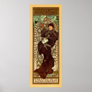 Vintage Alphonse Mucha Lorenzaccio vertical banner Poster