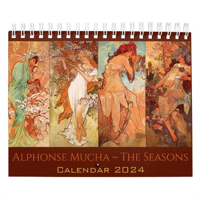 Vintage Alphonse Mucha The Seasons Art Nouveau Calendar (Cover)