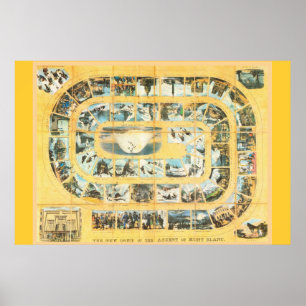 Vintage alpine game board, "Ascent of  Mt Blanc" Poster