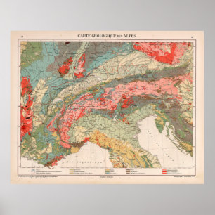 Vintage Alps Geology Map (1921) Poster