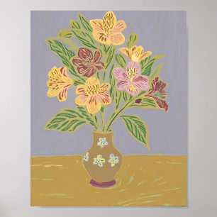 Vintage Alstroemeria Floral Still Life in Floral  Poster