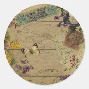 vintage altered art classic round sticker