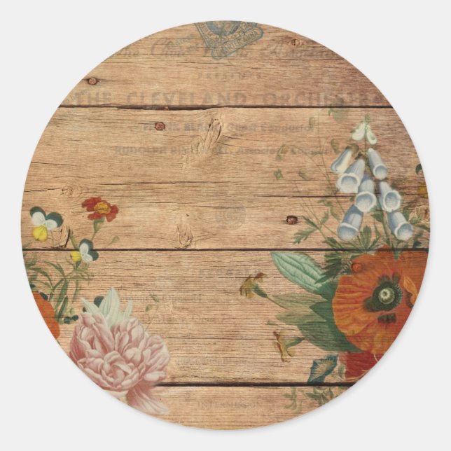 vintage altered art classic round sticker (Front)