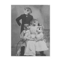 Vintage Altered Art Squirrel Family