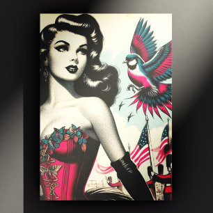 Vintage Alternative Corset Pin Up Postcard