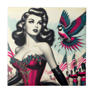 Vintage Alternative Corset Pin Up Tile