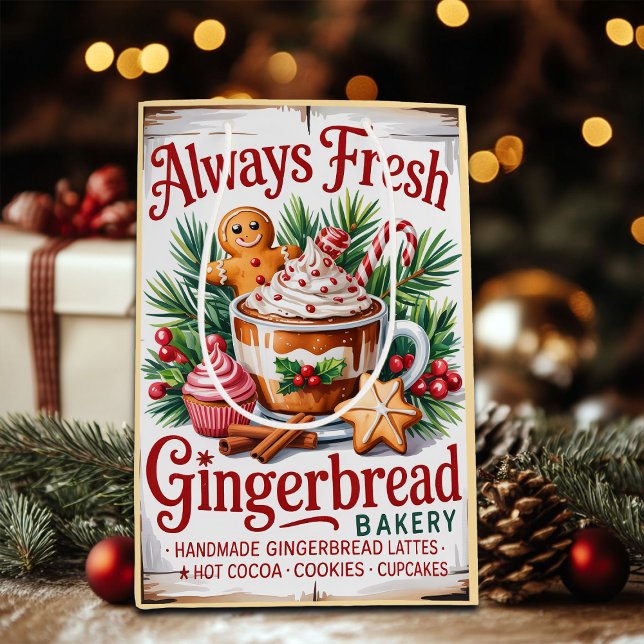 Vintage Always Fresh Gingerbread Bakery Medium Gift Bag (Creator Uploaded)