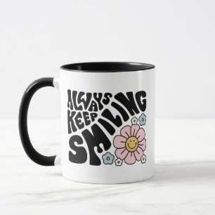 Vintage "Always Keep Smiling" Daisy Graphic Mug
