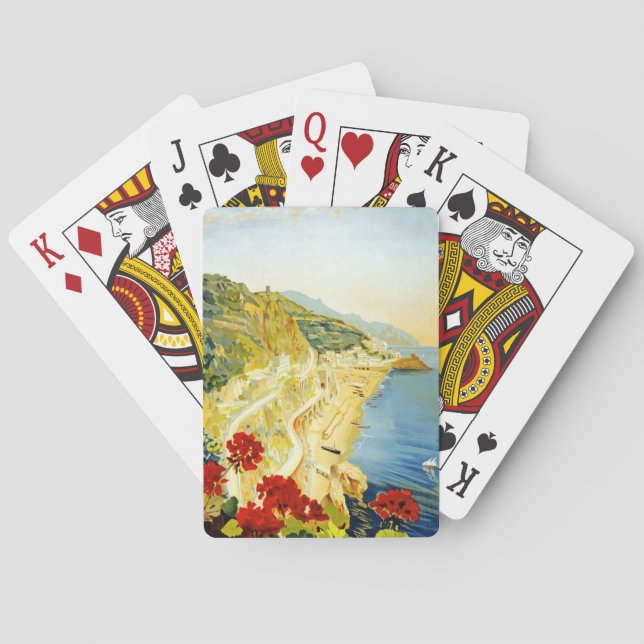 Vintage Amalfa Scenery Travel Poster Playing Cards (Back)