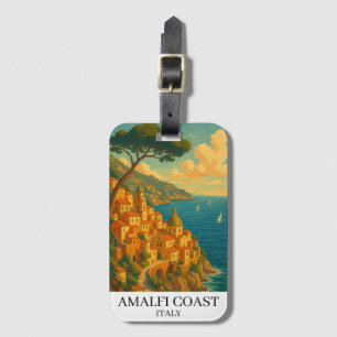 Vintage Amalfi Coast Italy Illustration Luggage Tag