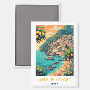 Vintage Amalfi Coast Lemon Orchard Italy Travel Magnet