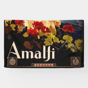 Vintage Amalfi Italia Travel Graphic Poster Art Banner