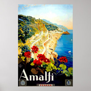 Vintage Amalfi Italie Europe Affiche de voyage