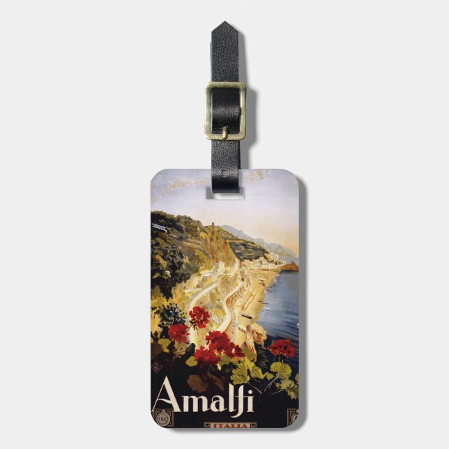 Vintage Amalfi Italy custom luggage tag (Front Vertical)