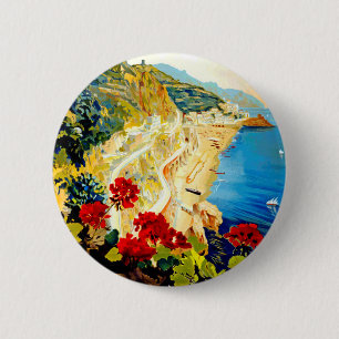 Vintage Amalfi Italy Europe Travel 2 Inch Round Button