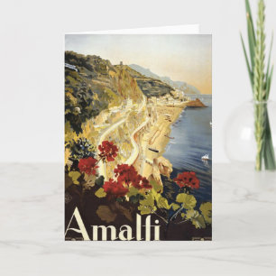 Vintage Amalfi Italy European Travel Advertisement Card