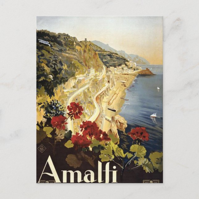 Vintage Amalfi Italy European Travel Advertisement Postcard (Front)