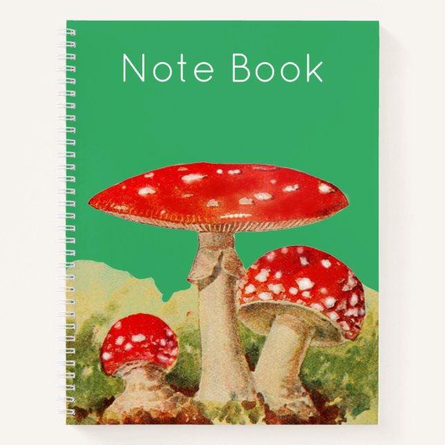 Vintage Amanita Muscaria Mushroom Spiral Notebook (Front)