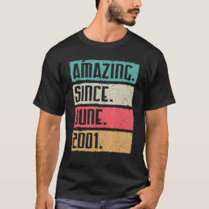 Vintage Amazing Since June 2001 Happy Birthday 21  T-Shirt