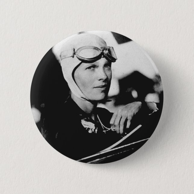 Vintage Amelia Earhart Photo 2 Inch Round Button (Front)