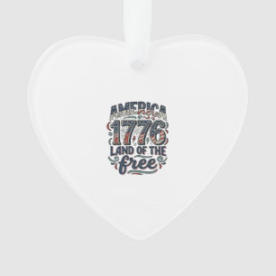 Vintage America 1776 Land of the Free Shirt Design Ornament