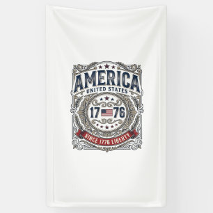 Vintage America 1776 Patriotic Liberty Banner