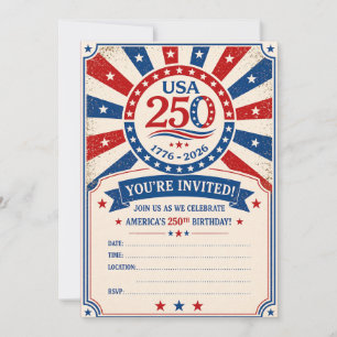 Vintage America 250 Invitation Patriotic Party 