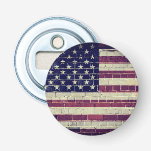 Vintage America flag on a brick wall Bottle Opener