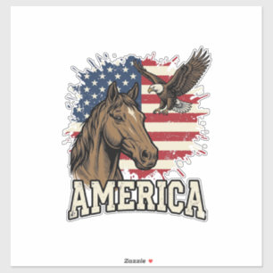 Vintage America Horse Eagle Patriotic Vector Desig