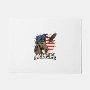Vintage America Horse Eagle Patriotic Vector Desig Doormat