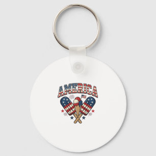 Vintage America Ice Cream Patriotic Shirt Design_1 Keychain
