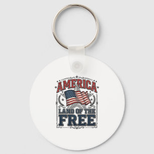 Vintage America Land Of The Free Patriotic Shirt ( Keychain