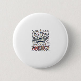 Vintage America Liberty Crown Patriotic Shirt Desi 2 Inch Round Button
